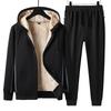 Мужская толстовка-куртка + брюки однотонные с плюшевым подкладом спортивный костюм мужской женский зимний теплый флисовый модный комплект из двух предметов мужской