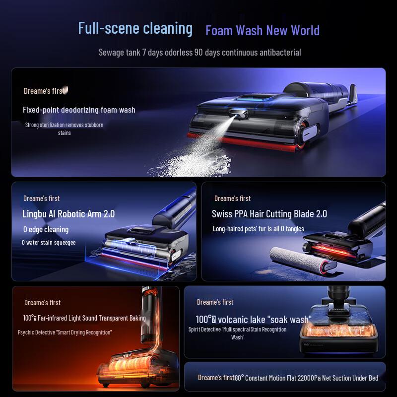 Беспроводной влагоуборочный пылесос Dreame T50 Ultra с роботизированной рукой и пенной мойкой