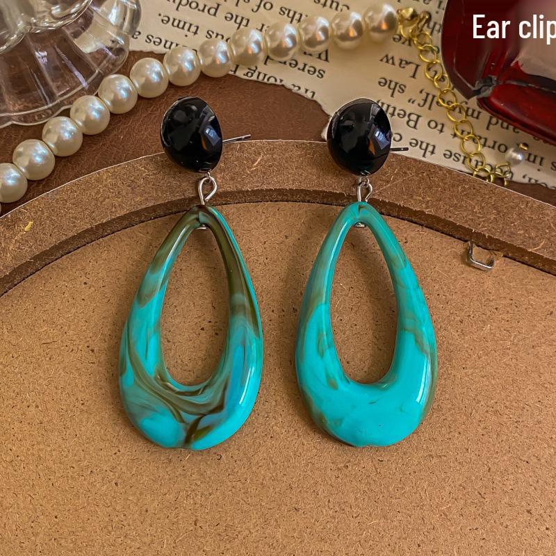 Серьги-клипсы в стиле 80-х в гонконгском стиле красного и синего цвета для непроколотых ушей – Высококлассные французские роскошные серьги-кольца