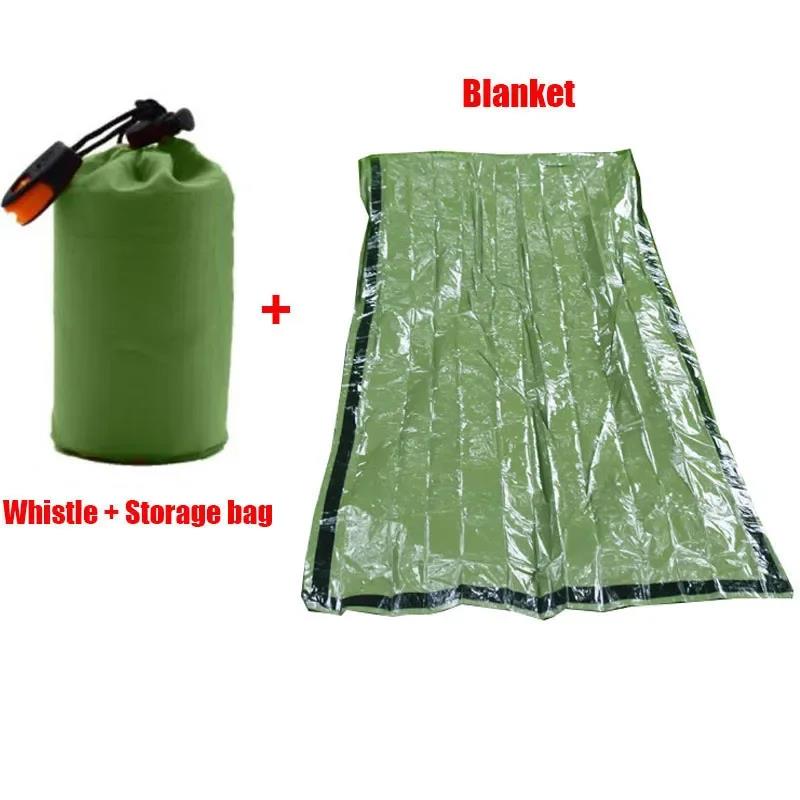 Portable Waterproof Emergency Survival Sleeping Bag Outdoor Edc Camping Gear Thermal Sack First Aid Rescue Kit Mylar Blanket 4