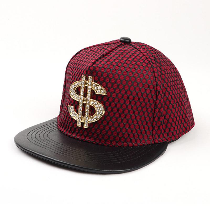 Крутая бейсболка в стиле хиппи с плоскими полями, кепка дальнобойщика в стиле панк с золотым знаком доллара, кепка Snapback для повседневного отдыха и спорта на открытом воздухе