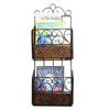 Wrought Iron Wood Magazine Basket Organizer Newspaper Holder for Home ,Office, Living Room Decor