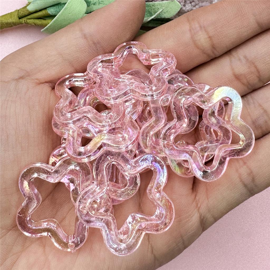 Бусины-пентаграммы, ожерелье «сделай сам», материал из бисера, 29,6 мм, ювелирные аксессуары, акрил, 20 шт., модные бусины со звездами, лазерные выдолбленные