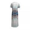 Summer Dress Beach Dress Elegant V-neck Short Sleeved Single-sided Slit Printed Casual Dresses