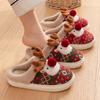 Christmas Cotton Slippers for Woman Cute Cartoon Deer Anti-slip Girls Indoor Home Floor Shoes Fashion Party Slides