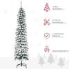 Artificial Christmas Tree Snow Covered Slim Design Fireproof 180 Cm Green White