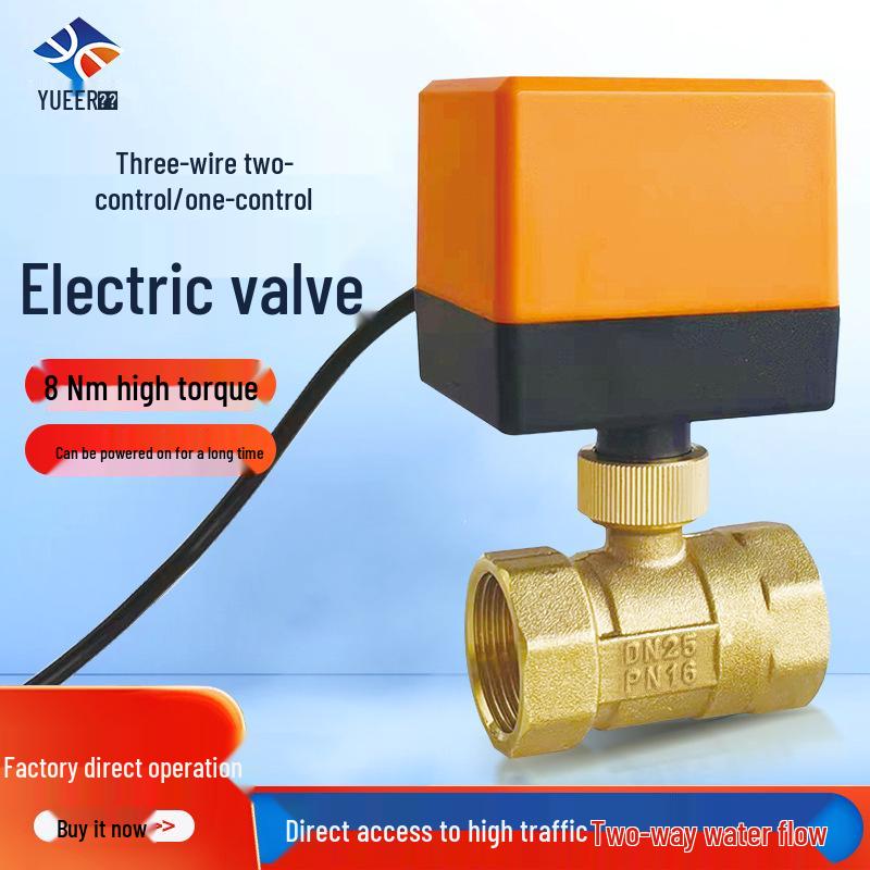 220V DN15 Copper Threaded Electric Ball Valve for Water Control