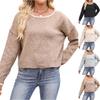 Women's Fashion Casual Round Neck Colorblock Loose All-match Pullover Sweater Top