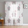 Cute Elephants And Heart Balloons Tulle Curtains For Living Room Bedroom Christmas Chiffon Sheer Voile Kitchen Curtain