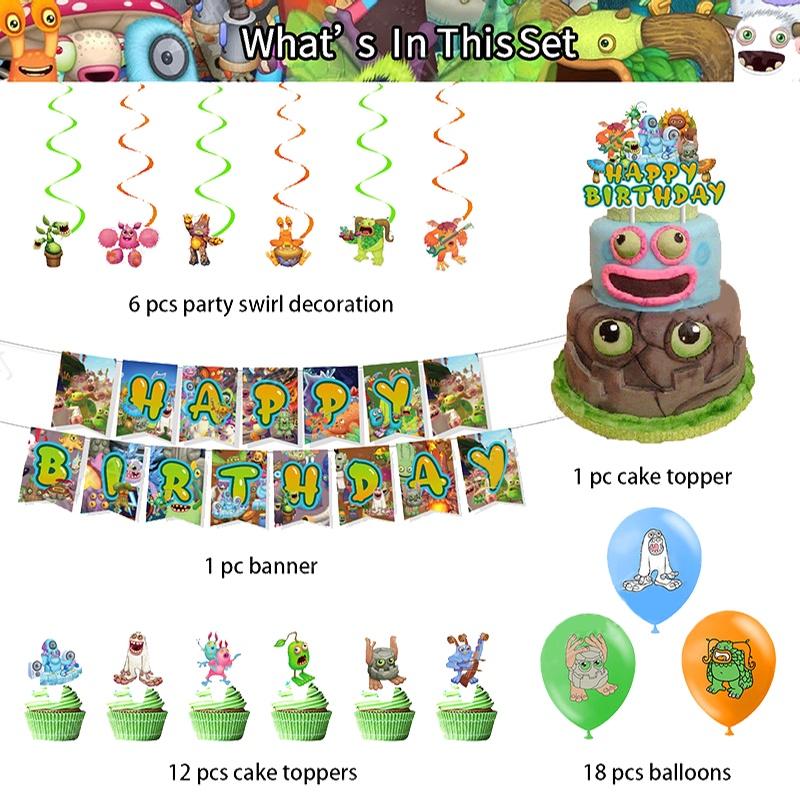 My Monster Singing Theme Birthday Banner Balloon Party Supplies Decorations Set