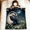 Vintage art animals fox crane flowers soft warm plush blanket dormitory sofa living room pet hogar bedroom gift nap home Flannel