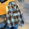 Autumn and Winter Thickened Scarf Women's Double-sided Imitation Cashmere Warm Scarf Couple Retro Dotted Grid Atmosphere Long Style