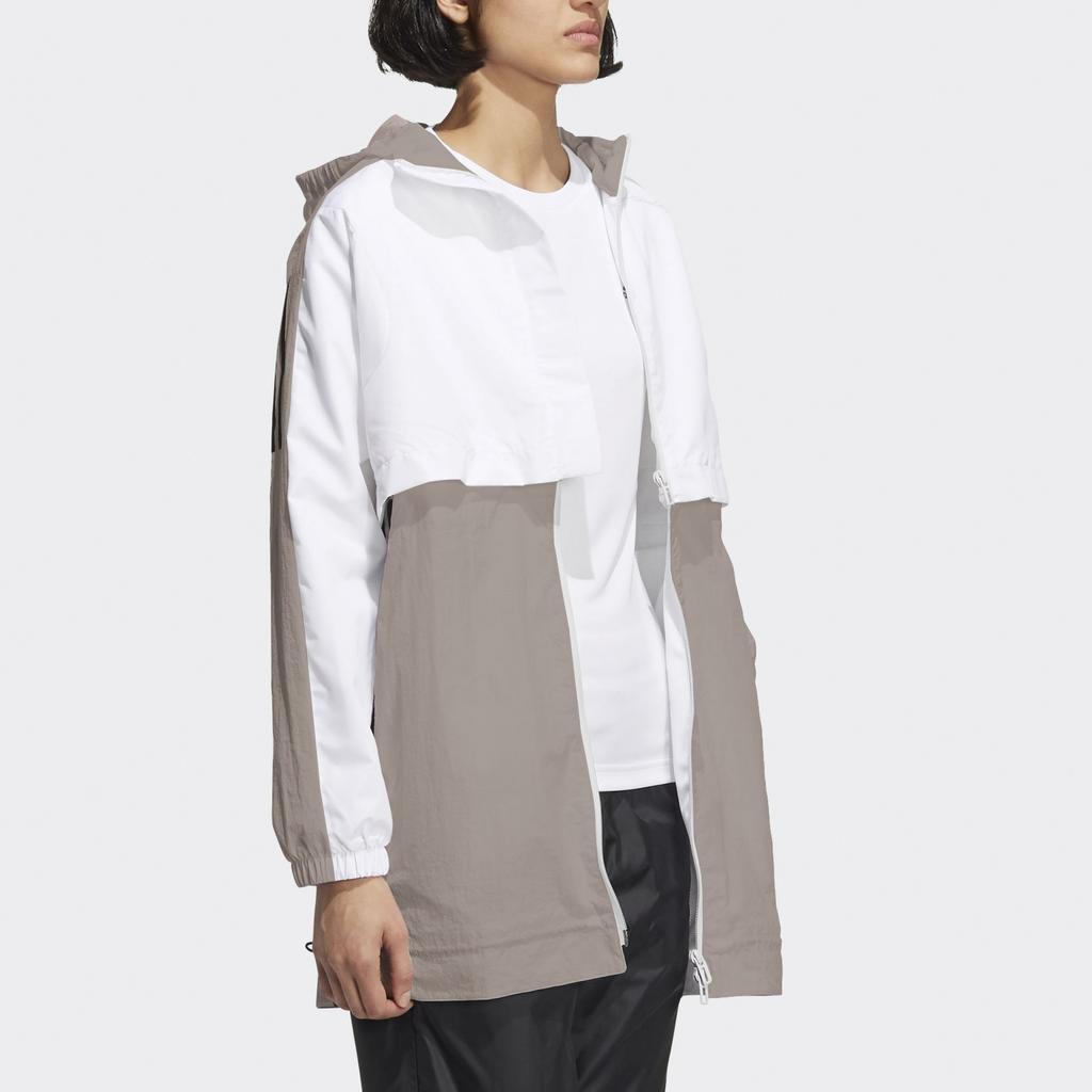 Adidas Куртка-трансформер с капюшоном в двустороннюю полоску, женская верхняя одежда, белая HE9990