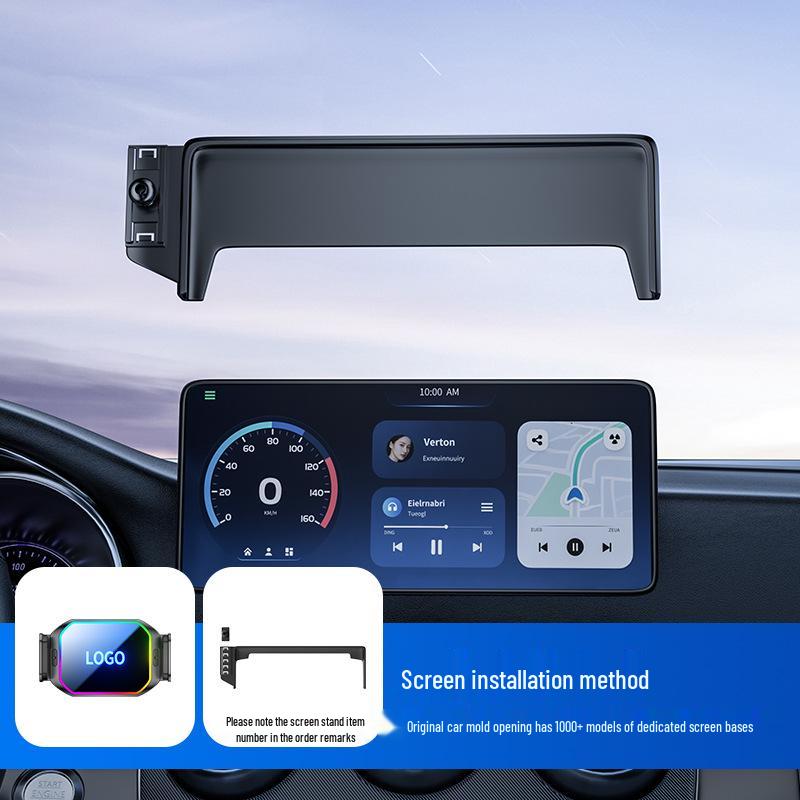 Logo Engraving Car Phone Holder: Strong Magnetic, 15W Wireless Fast Charger with Multi-Color Atmosphere Light
