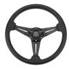 Car Steering Wheel Racing Style PU Leather 14in Universal Fit for 6 Hole Steering Wheel Hub Adapter Black