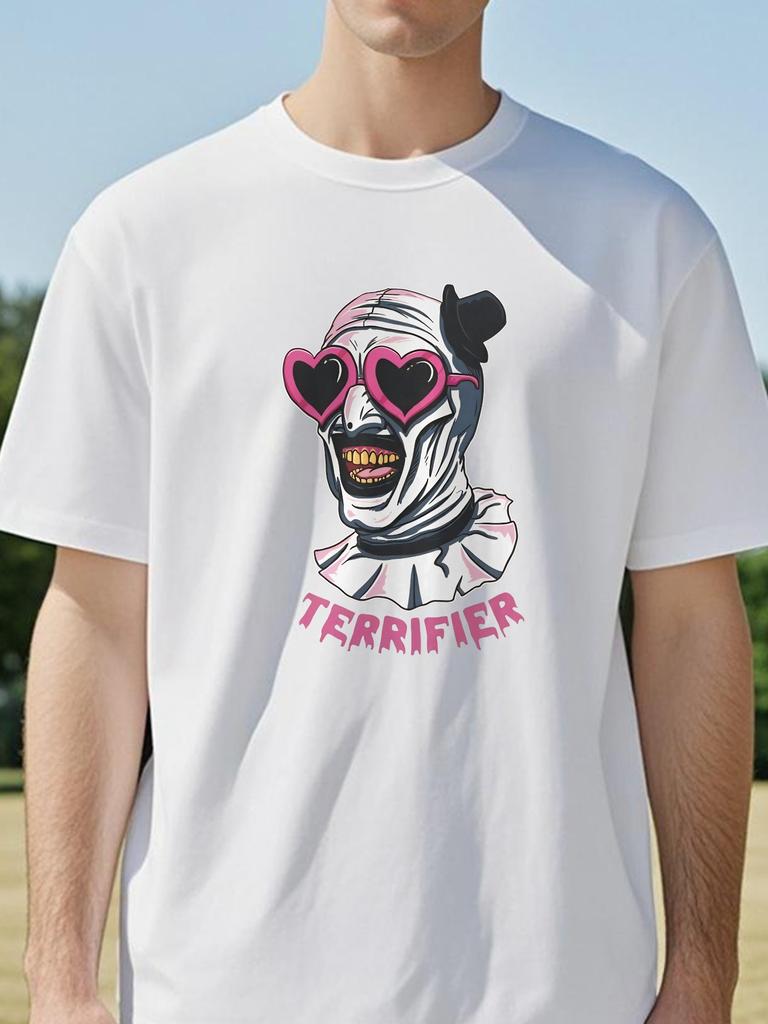 Terrifier Art Clown Heart Glasses print Tshirt Fashion Short Sleeved Round Neck tees women causal Streetwear Breathable tshirt