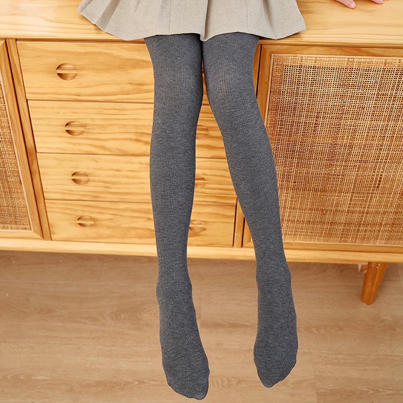 Velvet-Lined Girls' Cotton Pantyhose - Warm, Thick Leggings