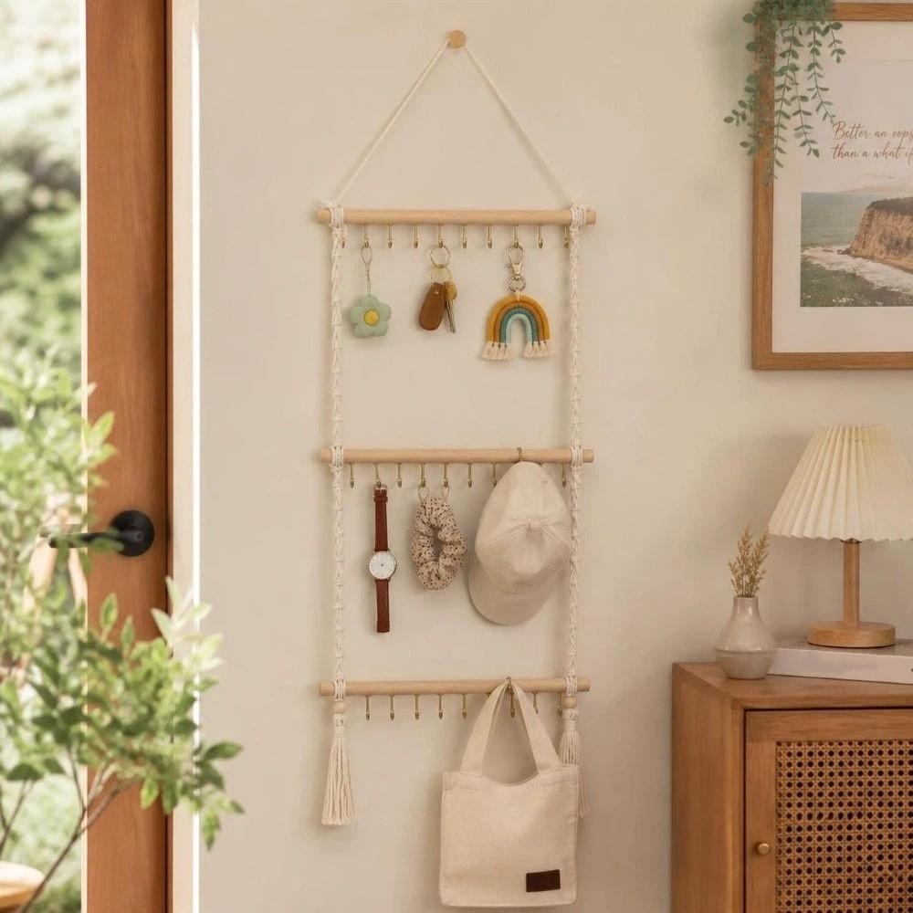 Space Saving Wall Hanging Hook Bohemian Style Wall Organizer Wall Mounted Hook Wall Decor