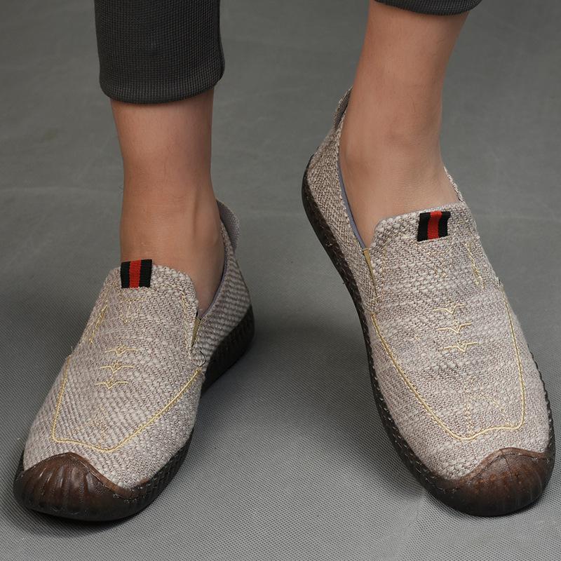 Мужские туфли весенние дышащие однопедальные ленивые туфли мужские повседневные одинарные туфли сандалии дезодорант мягкая подошва льняные туфли мужские