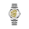 Luxury Round Quartz Rhinestone Dragon Dial Casual Wrist Watches Stainless Strap Fashionable Clock Waterproof Wristwatch for Men