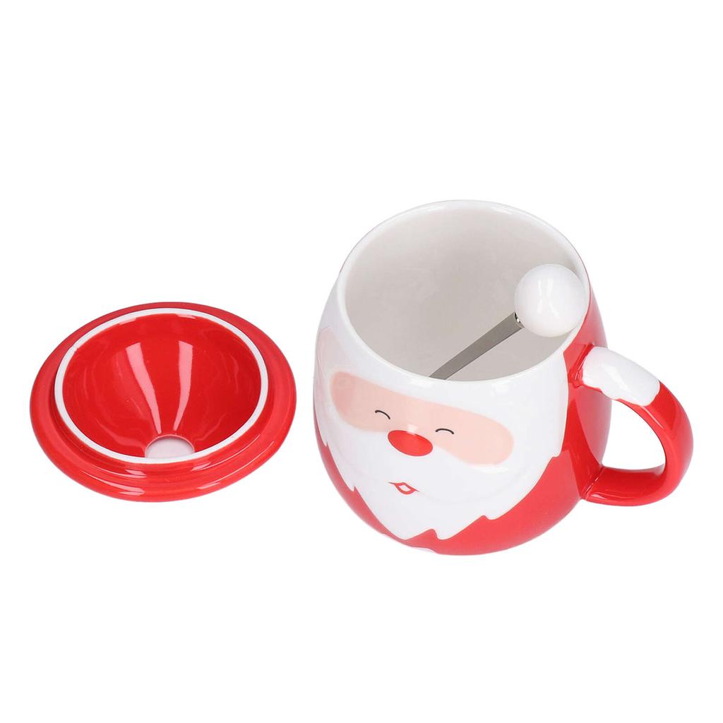 Рождественская чашка большой емкости, 450 мл, керамическая чашка для чая, молока, кофейная кружка с крышкой, ложка для дома