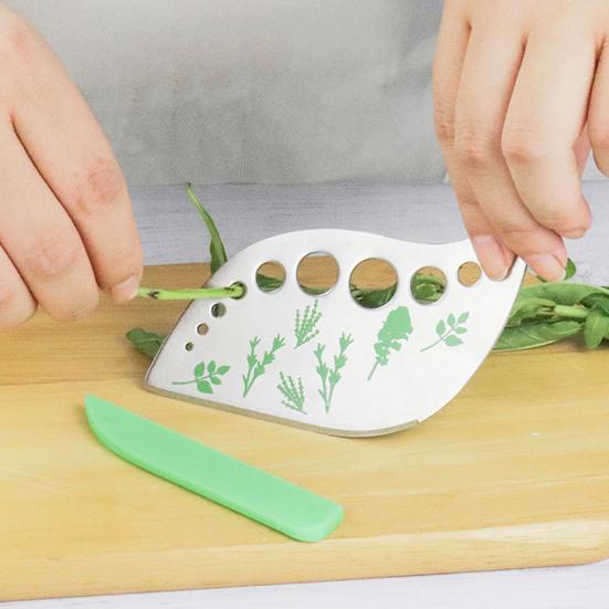 Нож для чистки листьев, 9 отверстий, кухонный инструмент для капусты, базилика, тимьяна, кинзы, розмарина, кухонная утварь для любителей трав