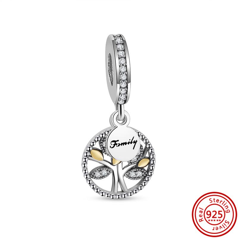 S925 Серебряный Семейный Домик на Дереве Счастье Пара Бусины Подходит Оригинальные Подвески Браслет Европа Женщины Изящные Ювелирные Изделия DIY Оптовая Продажа