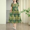 Новое хлопковое винтажное платье с цветочным принтом больших размеров с коротким рукавом для женщин, повседневное свободное длинное летнее платье
