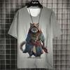 Summer Trendy Samurai Cat T-Shirt For Men Japanese 3d Print Short Sleeve Tees Oversized Streetwear Casual Sweatshirt Male Clothing Tops