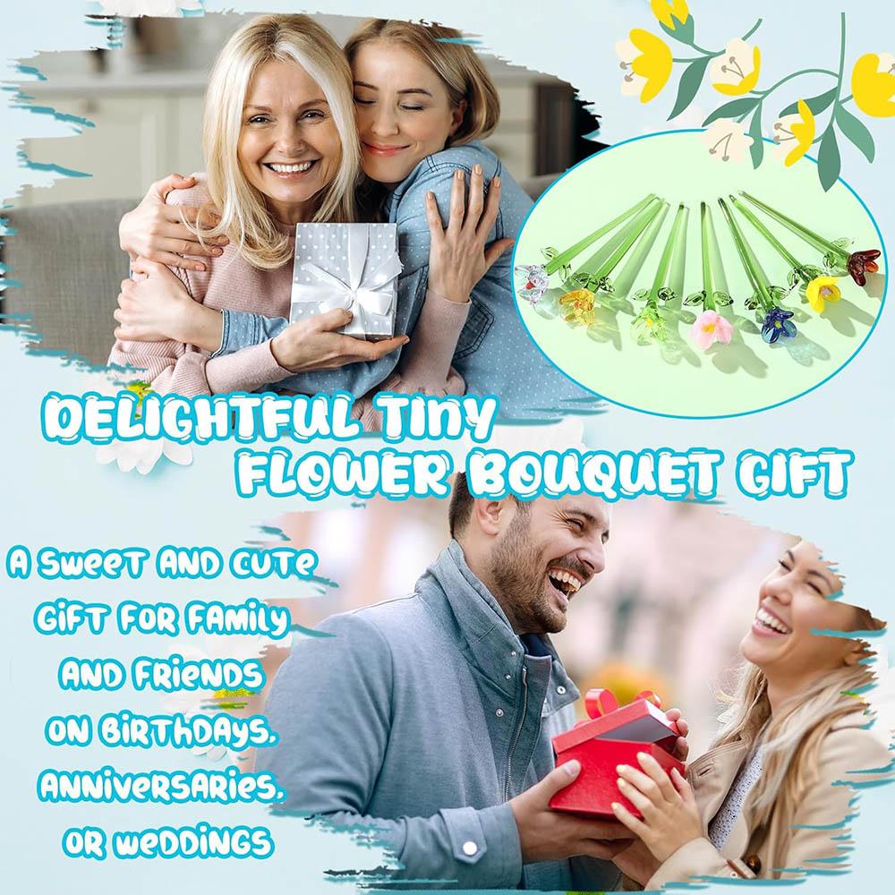Миниатюрный Стеклянный Цветок Маленький Мини Стеклянный Цветок Месяца Рождения Хрустальный Букет Полевых Цветов для Женщин Мамы Свадьбы Дня Матери Офиса