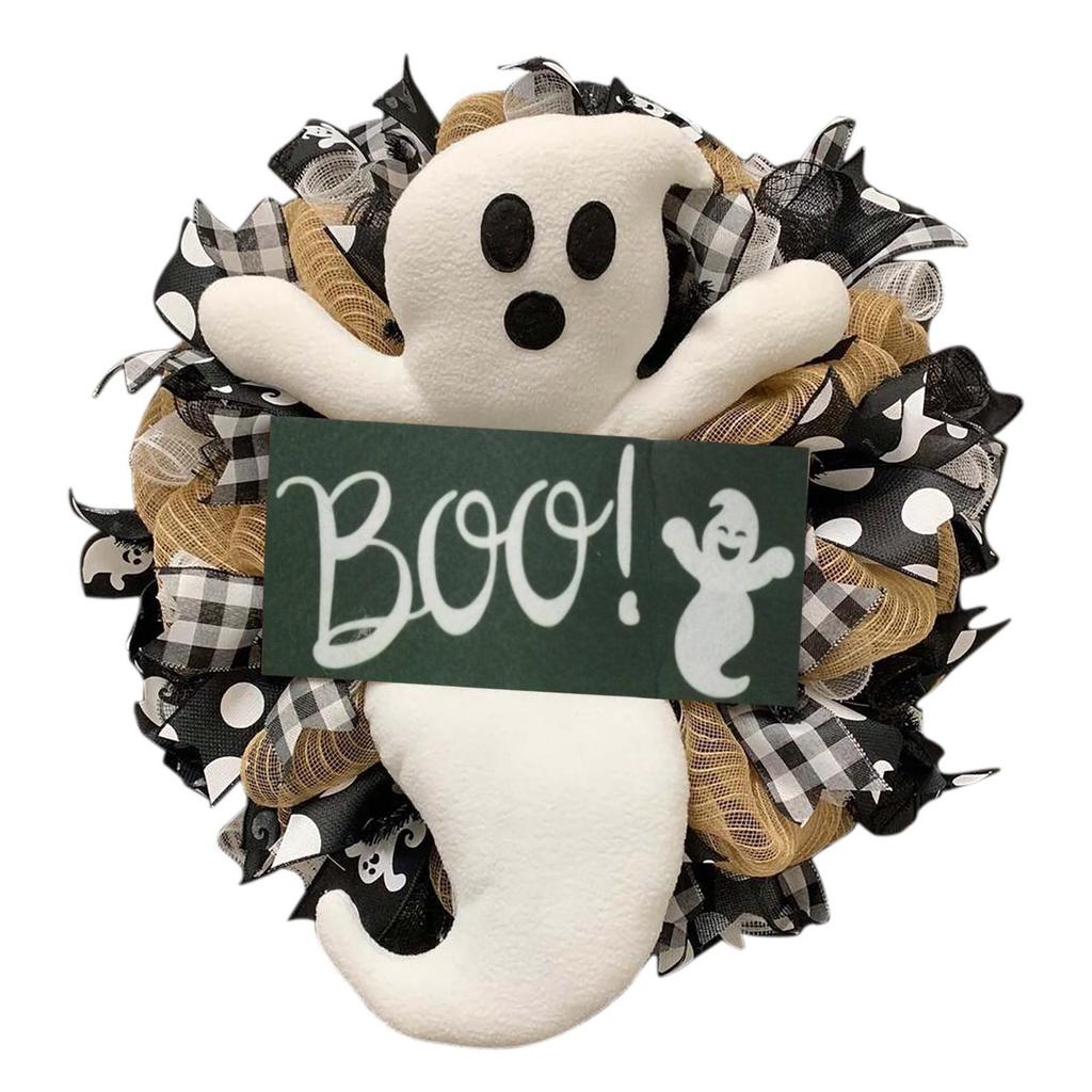 Halloween Ghosts Wreath Cartoon Smile Ghosts Autumn Wreathes Home Party Hanging Pendant Decoration Supplies