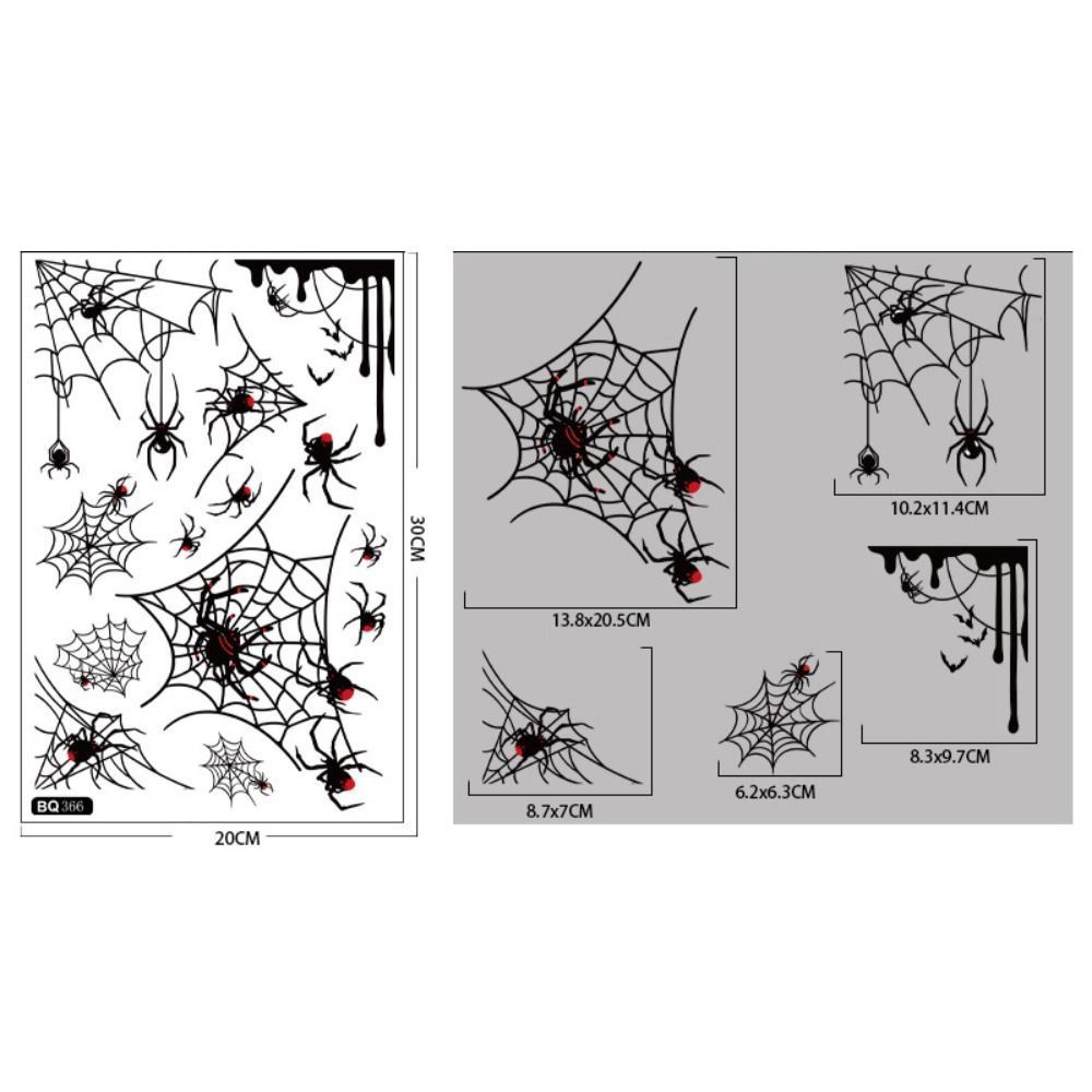 Черные Хэллоуин Наклейки Статические Мультяшные Паук Летучая Мышь Наклейки Витрина Дверь Окно Украшение Дома Страшная Наклейка Гладкая Поверхность