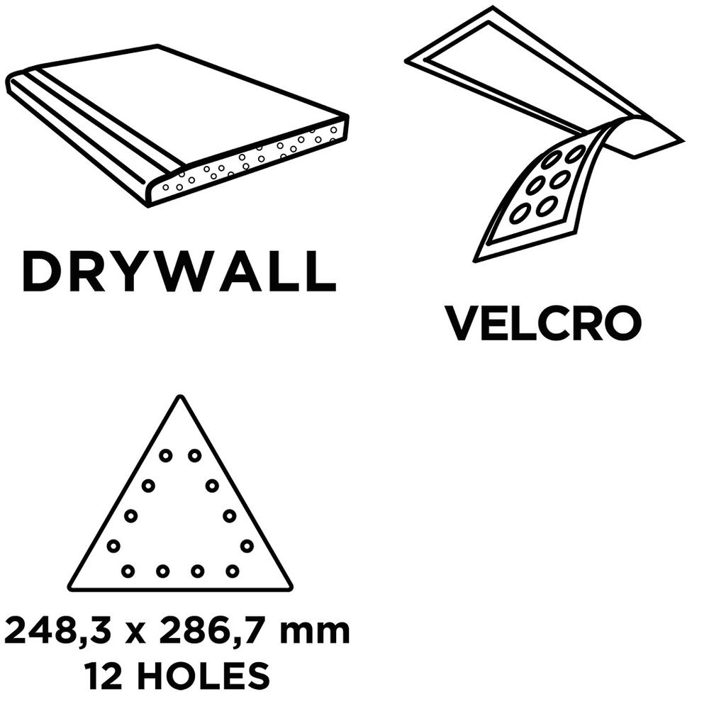 Velcro sandpaper K180, triangular with 12 holes, 5 pcs for sander 59G264