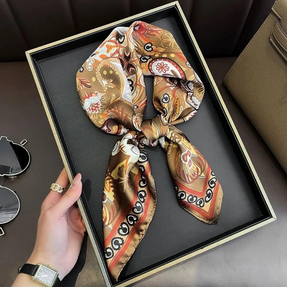 Модный бренд класса люкс 70 см шелковый квадратный шарф женский шейный платок женский бандана для волос платок шаль хиджаб эшарп