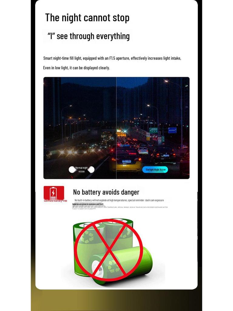 New HD WiFi Dash Cam with Mobile Phone Connectivity, USB-Free Installation, One-Piece Design