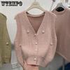 Весенний трикотажный жилет с V-образным вырезом, свитер без рукавов, жилет, кардиган и майка для женщин