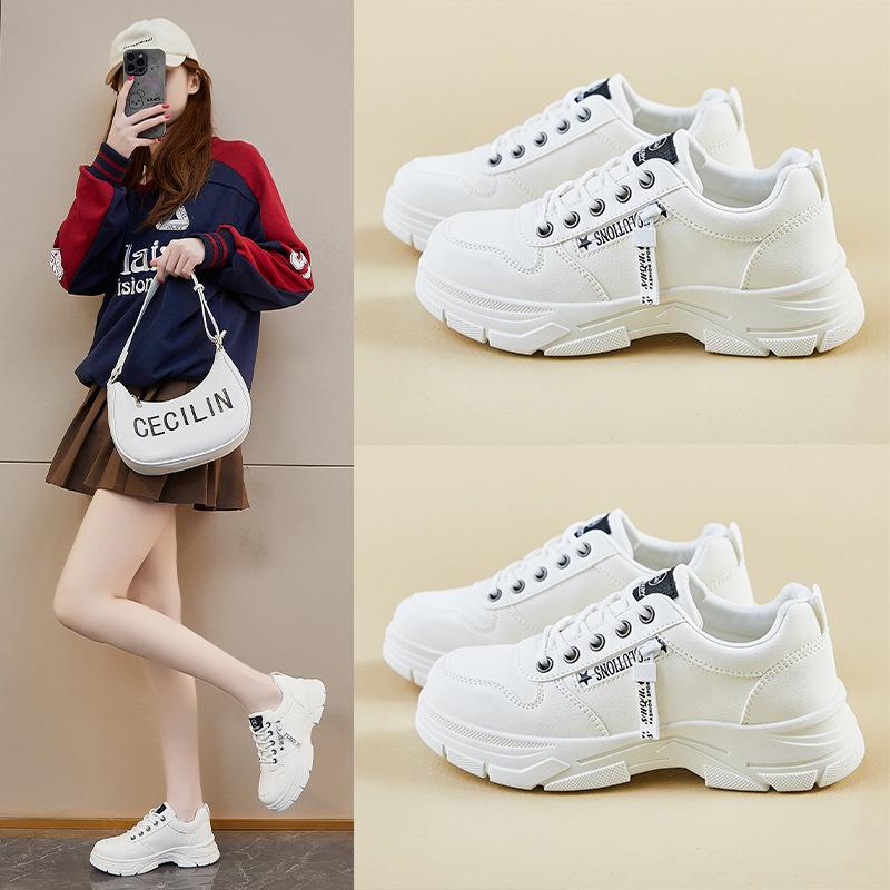 Женские повседневные туфли на толстой платформе Dad Shoes со шнуровкой, нескользящие, для ходьбы, удобные кроссовки из искусственной кожи для бега и тенниса для женщин, дышащие кроссовки