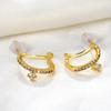 Delicate Shining Crystal Zircon Titanium Steel Hoop Earrings Piercing Ear Clips Minimalist Fashion Jewelry For Women Party Gifts