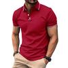 New Arrival Men's Casual Polo Shirt Collar Patchwork with Ribbed Trim Button-Front Business Solid Colour Versatile T-Shirt