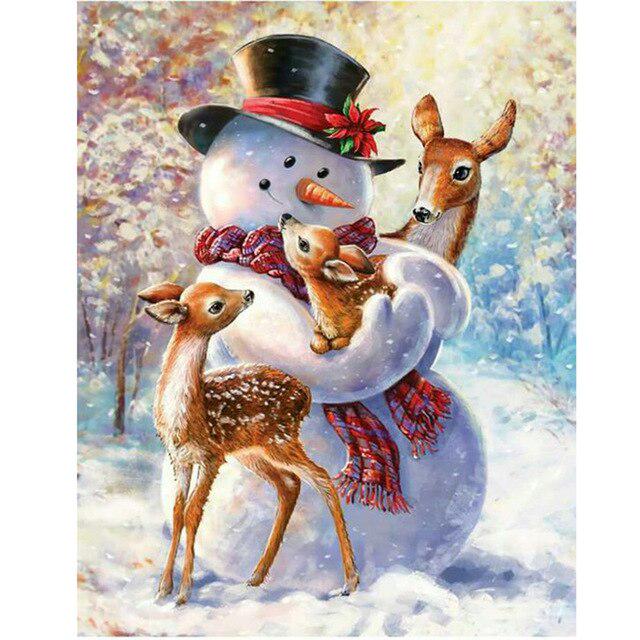 5D DIY Алмазная картина Снеговик Полный круглый Стразы Рождественская мозаика Ручная алмазная вышивка