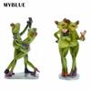 Nordic Garden Potted Bonsai Home Decoration Captain Play Billiards Play Pool Frog Dance Baby Resin Crafts Sculpture Modern Art
