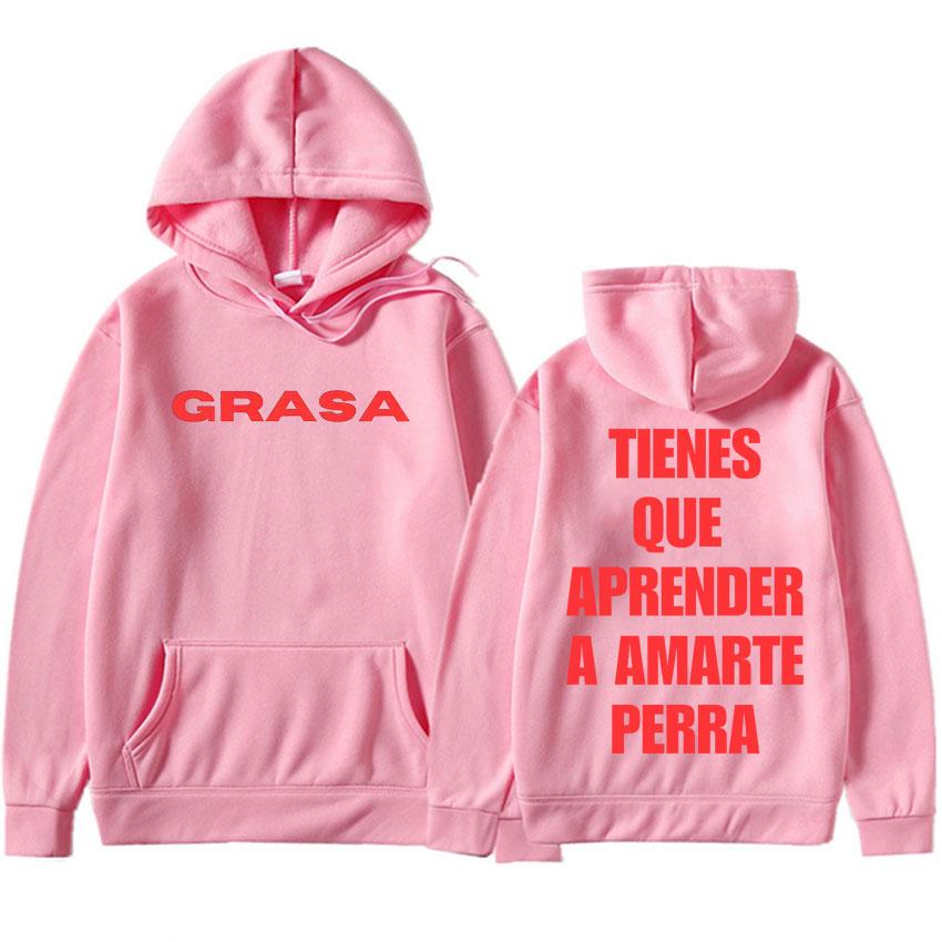 Рэпер Нати Пелусо Принт Букв Grasa Модные Хип-хоп Толстовки Мужские Женские Мода Повседневная Эстетика Тренд Свободные Пуловеры