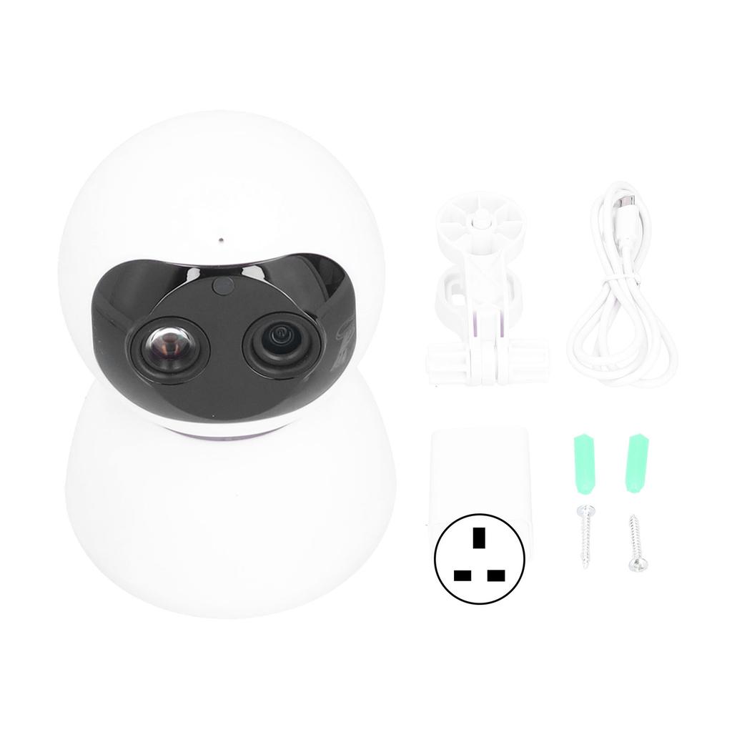 2MP WIFI Dual Lens Camera Robot Surveillance Infrared Night Vision 2?Way Audio 1080P 100?240VUS