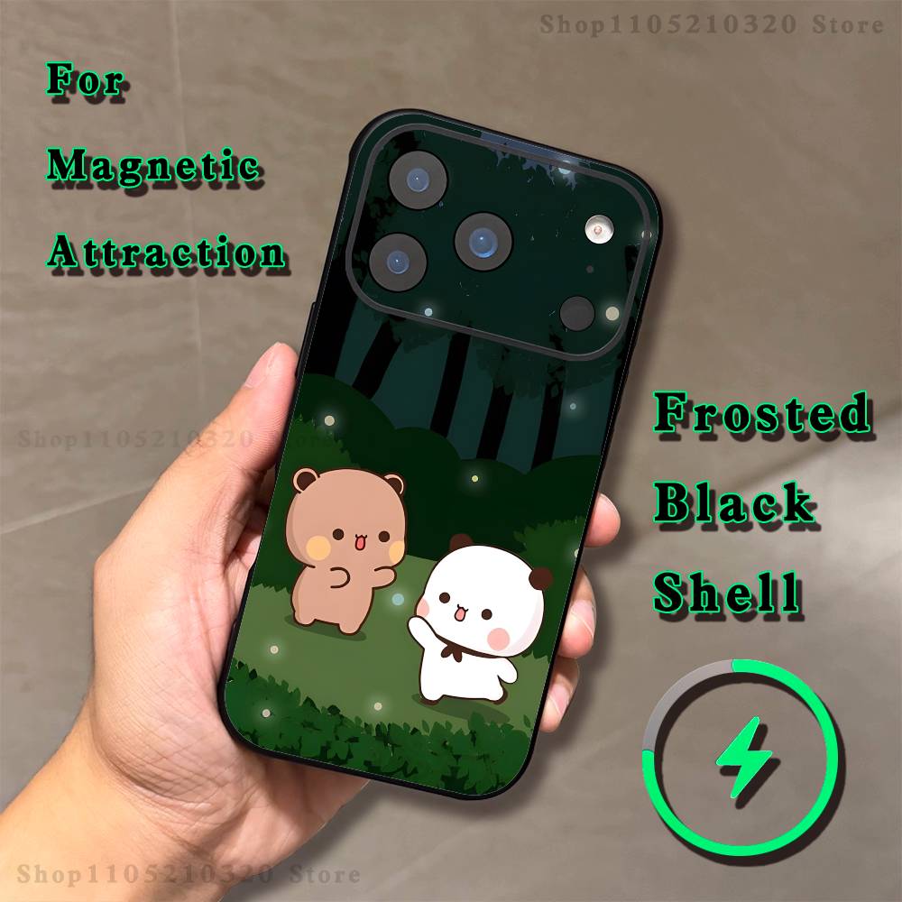 Мультяшный милый чехол для телефона B-Bubu D-Dudu для iPhone 17,16,15,14,13,12,11, Pro, Max, Plus, E, Air, Mini, Магнитный Magsafe, Матовый, Прозрачный