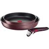 T-fal 3-Piece Ingenio Neo IH Maroon Brown Unlimited Removable Handle Pot and Frying Pan Set, Induction and Gas Compatible, Free of PFOA and Other Harm