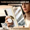 Luxury PU Leather Case For Samsung Galaxy Z Fold8 Fold 8 Ultra Rotating Magnetic Stand Hand Strap Metal Lens Glass Screen Cover