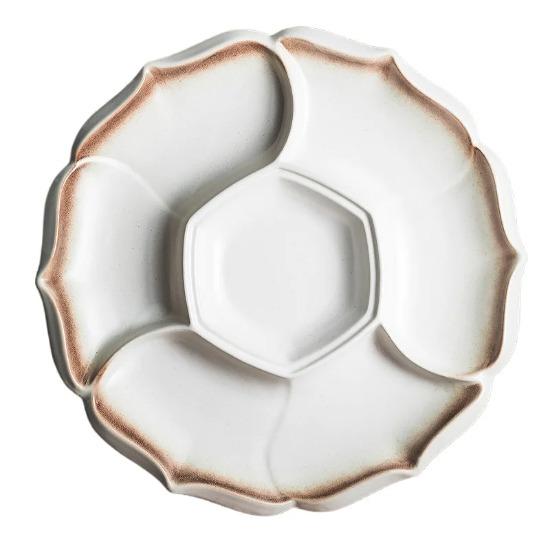 Ceramic Division Plate Seafood Barbecue Tableware Household Platter Cold Dish Braised Dishes Dinner Plates