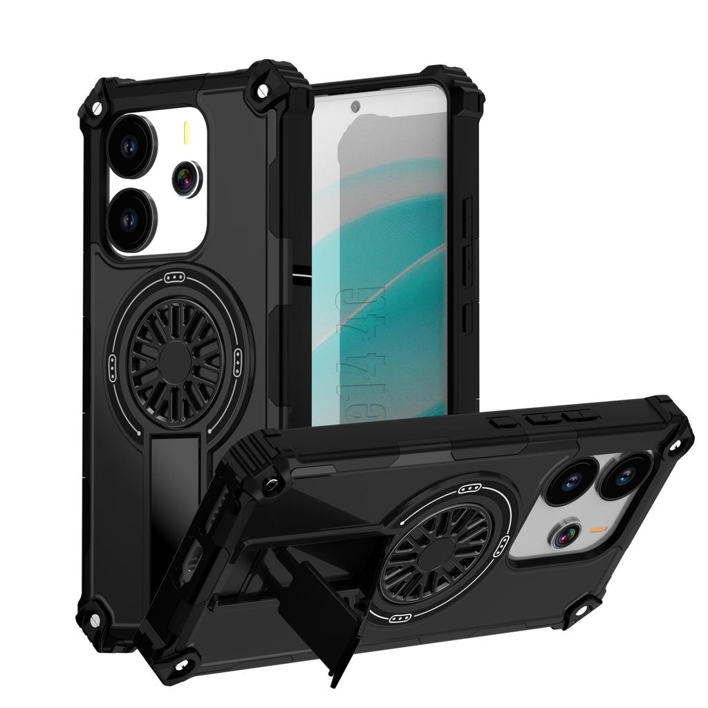 Подходит для Redmi Note 14 Pro Plus 4G 5G. Магнитный защитный чехол MagSafe, противоударный, сверхпрочный, с подставкой для защиты от падений.
