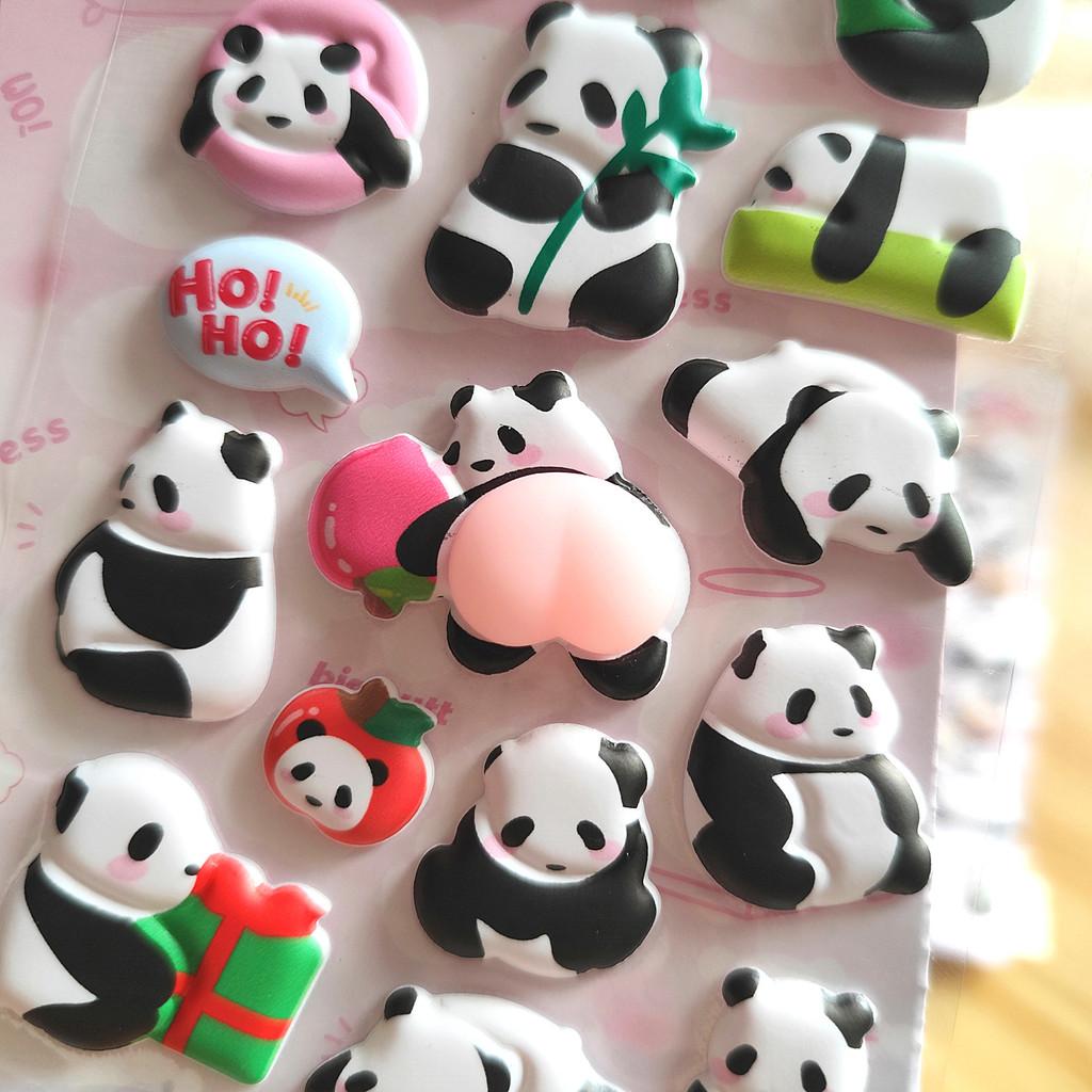 4-Piece Cute Panda Stress Relief Stickers 3D Embossed Decor for Kids’ Crafts Gift Embellishment BulingBulingStickers Store