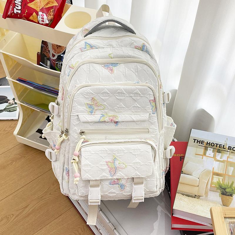 Schoolbag Female Junior High School Students' High Capacity High School Students' Backpacks Are High Value  Light and Simple Backpacks.